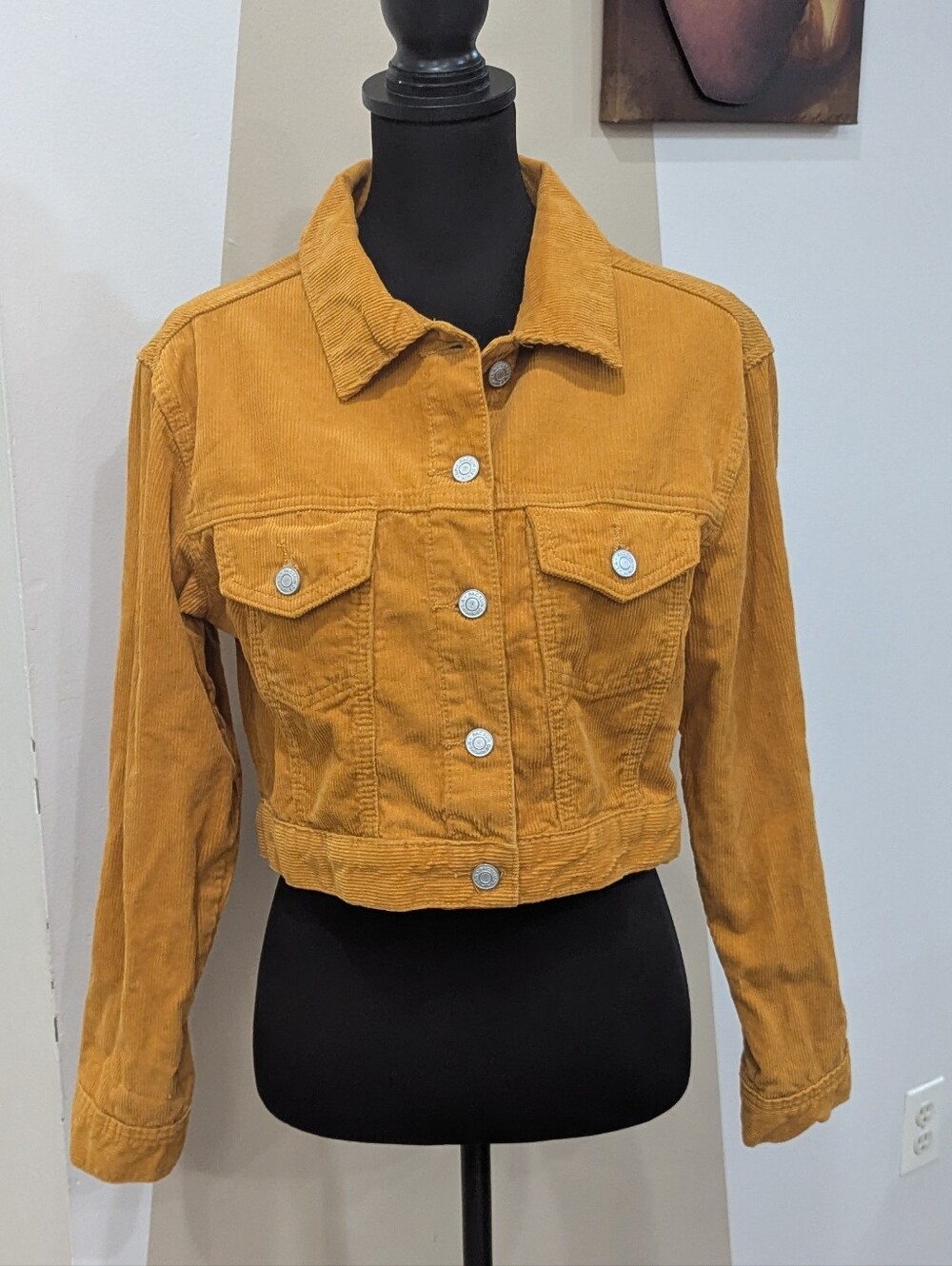 Pacsun Mustard Corduroy Cropped Jacket - Women Size XS/S
